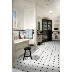 Black and White Marble Paver Residential Vinyl Sheet Flooring 12ft. Wide x Cut to Length by TrafficMaster -TrafficMaster Sales black and white marble trafficmaster vinyl sheet flooring c1100405k509g14 1d 1000