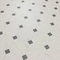 Black and White Marble Paver Residential Vinyl Sheet Flooring 12ft. Wide x Cut to Length by TrafficMaster -TrafficMaster Sales black and white marble trafficmaster vinyl sheet flooring c1100405k509g14 1f 1000