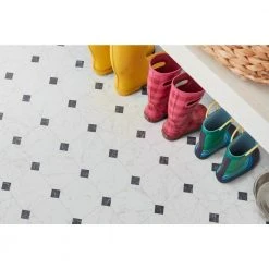 Black and White Marble Paver Residential Vinyl Sheet Flooring 12ft. Wide x Cut to Length by TrafficMaster -TrafficMaster Sales black and white marble trafficmaster vinyl sheet flooring c1100405k509g14 a0 1000