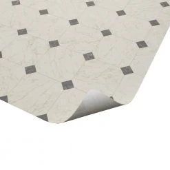 Black and White Marble Paver Residential Vinyl Sheet Flooring 12ft. Wide x Cut to Length by TrafficMaster -TrafficMaster Sales black and white marble trafficmaster vinyl sheet flooring c1100405k509g14 fa 1000
