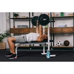 Black 25.2 in. x 25.2 in. x 0.68 in. Foam Shock Absorbing Gym Floor Tiles (4 Tiles/Pack) (17.64 sq. ft.) by TrafficMaster -TrafficMaster Sales black fleck trafficmaster gym floor tiles 24182coplhd fa 1000