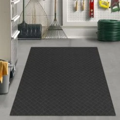 Black 36 in. x 48 in. Rubber Deck Plate Mat by TrafficMaster -TrafficMaster Sales black trafficmaster commercial floor mats mt1003508 4f 1000