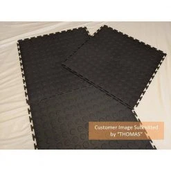Black Raised Coin 18 in. x 18 in. x 3.1 mm Rubber Interlocking Modular Flooring Tiles, 6-Pack (13.5 sq. ft.) by TrafficMaster 24 Black Raised Coin 18 in. x 18 in. x 3.1 mm Rubber Interlocking Modular Flooring Tiles, 6-Pack (13.5 sq. ft.) by TrafficMaster -TrafficMaster Sales black trafficmaster gym floor tiles 11n 532 18x18hd d4 1000