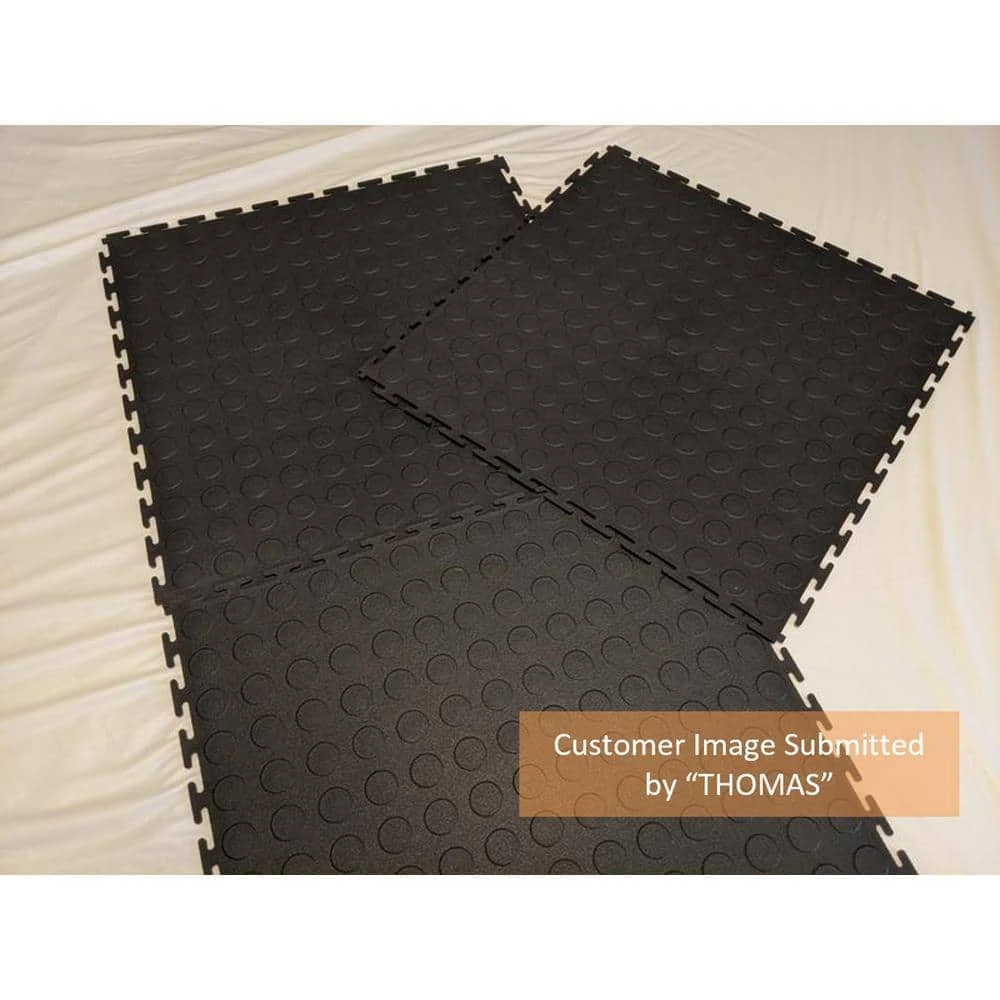 Black Raised Coin 18 in. x 18 in. x 3.1 mm Rubber Interlocking Modular Flooring Tiles, 6-Pack (13.5 sq. ft.) by TrafficMaster 13 Black Raised Coin 18 in. x 18 in. x 3.1 mm Rubber Interlocking Modular Flooring Tiles, 6-Pack (13.5 sq. ft.) by TrafficMaster - Image 11