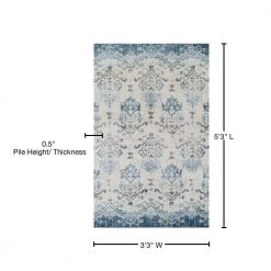 Provincial 11 Blue 3 ft. 3 in. x 5 ft. 3 in. French Damask Area Rug by Addison Rugs -TrafficMaster Sales blue addison rugs area rugs hdpc11bl3x5 76 1000