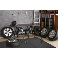 Dark Gray 24 in. x 24 in. x 0.47 in. Foam Interlocking Gym Floor Tiles (6 Tiles/Pack) (24 sq. ft.) by TrafficMaster -TrafficMaster Sales dark gray diamond plate finish with borders trafficmaster gym floor tiles tm1264 a0 1000