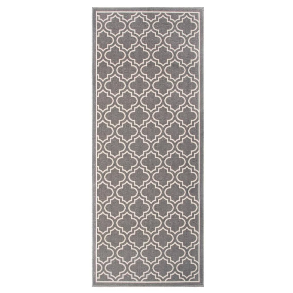 Trellis Grey 2 ft. x 5 ft. Trellis Polyester Accent Rug by TrafficMaster 5 Trellis Grey 2 ft. x 5 ft. Trellis Polyester Accent Rug by TrafficMaster - Image 3