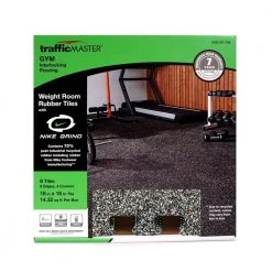 18 in. x 18 in. Rubber Gym/Exercise Flooring Tiles with Nike Grind (14.32 sq. ft.) (6-Pack) Colors will Vary by TrafficMaster -TrafficMaster Sales multi colored specs light gray base trafficmaster gym floor tiles 58807 31 1000