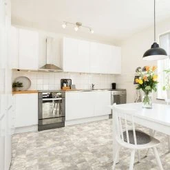 Neutral Square Slate Stone Residential Vinyl Sheet Flooring 12ft. Wide x Cut to Length by TrafficMaster -TrafficMaster Sales neutral slate trafficmaster vinyl sheet flooring u6920 258c990p144 1d 1000