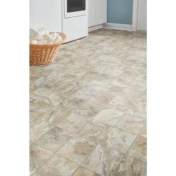 Neutral Square Slate Stone Residential Vinyl Sheet Flooring 12ft. Wide x Cut to Length by TrafficMaster -TrafficMaster Sales neutral slate trafficmaster vinyl sheet flooring u6920 258c990p144 40 1000