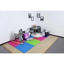 Primary Pastel 24 in. x 24 in. x 0.47 in. Foam Playroom Floor Tiles (4 Tiles/Pack) (16 sq. ft.) by TrafficMaster -TrafficMaster Sales primary pastel trafficmaster gym floor tiles 24121hdus 40 1000
