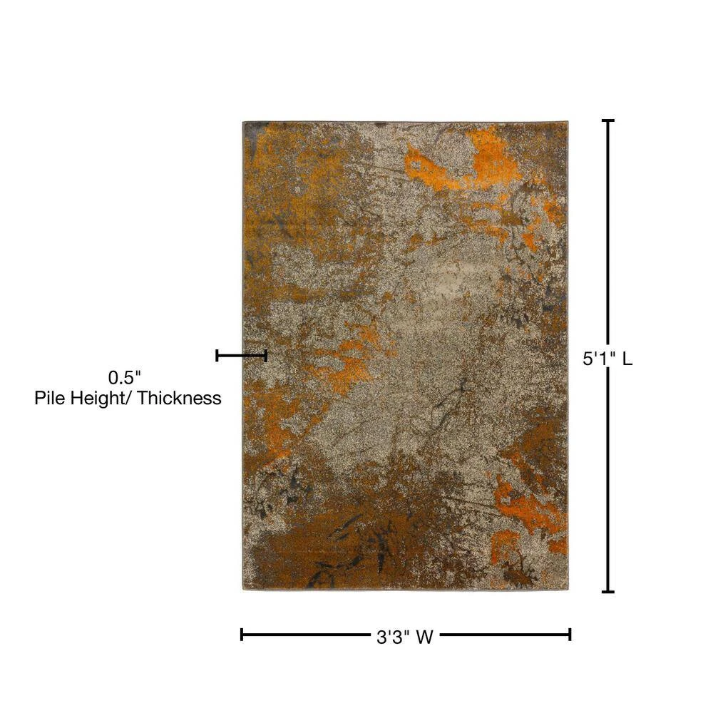 Bach 60 Abstract Tangerine 3 ft. 3 in. x 5 ft. 1 in. Area Rug by Addison Rugs 8 Bach 60 Abstract Tangerine 3 ft. 3 in. x 5 ft. 1 in. Area Rug by Addison Rugs - Image 6