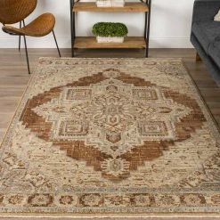 Freya 1 Walnut 7 ft. 6 in. x 9 ft. 8 in. Vintage Medallion Indoor Area Rug by Addison Rugs -TrafficMaster Sales walnut addison rugs area rugs hdfr1wa8x10 31 1000
