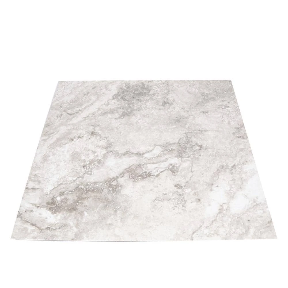 Groutable 18 in. x 18 in. White and Grey Travertine Peel and Stick Vinyl Tile (36 sq. ft. / case) by TrafficMaster 7 Groutable 18 in. x 18 in. White and Grey Travertine Peel and Stick Vinyl Tile (36 sq. ft. / case) by TrafficMaster - Image 5