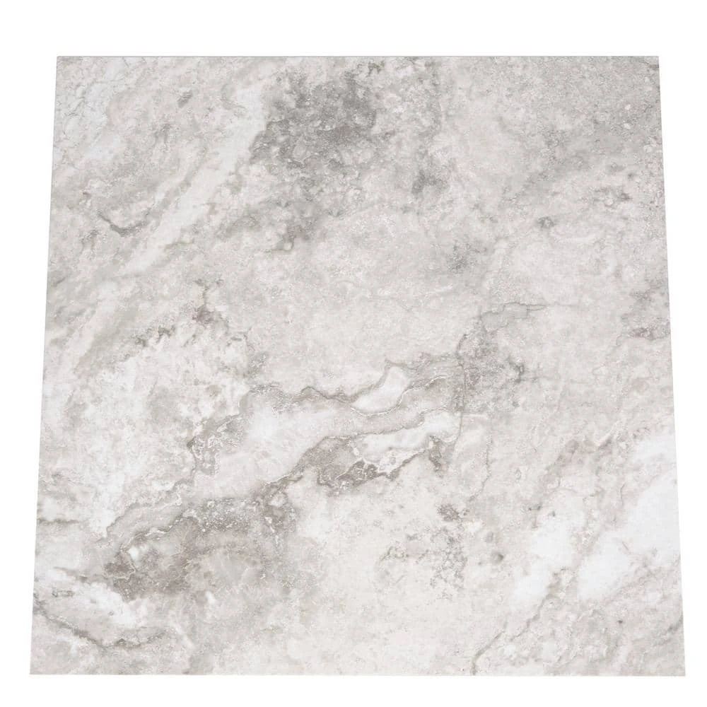 Groutable 18 in. x 18 in. White and Grey Travertine Peel and Stick Vinyl Tile (36 sq. ft. / case) by TrafficMaster 5 Groutable 18 in. x 18 in. White and Grey Travertine Peel and Stick Vinyl Tile (36 sq. ft. / case) by TrafficMaster - Image 3