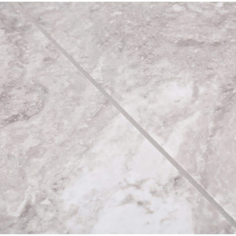 Groutable 18 in. x 18 in. White and Grey Travertine Peel and Stick Vinyl Tile (36 sq. ft. / case) by TrafficMaster 9 Groutable 18 in. x 18 in. White and Grey Travertine Peel and Stick Vinyl Tile (36 sq. ft. / case) by TrafficMaster - Image 7