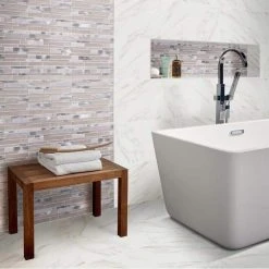 Strata 12 in. x 24 in. Matte Ceramic Stone Look Floor and Wall Tile (16 sq. ft./Case) by TrafficMaster -TrafficMaster Sales white trafficmaster ceramic tile nhdstr1224 66 1000